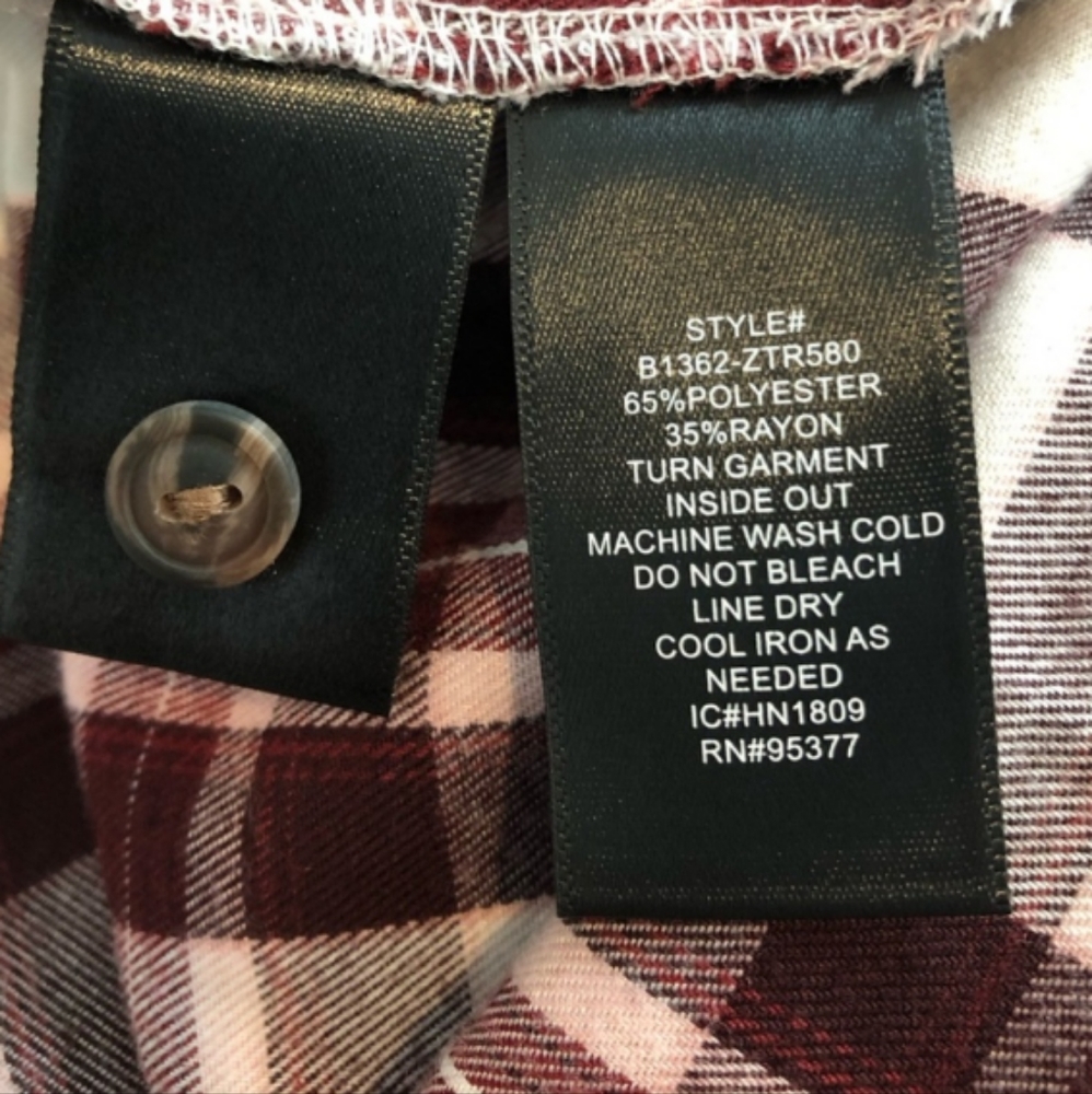 Anthropologie Red and White Plaid Button Down Shirt - Picture 5 of 9